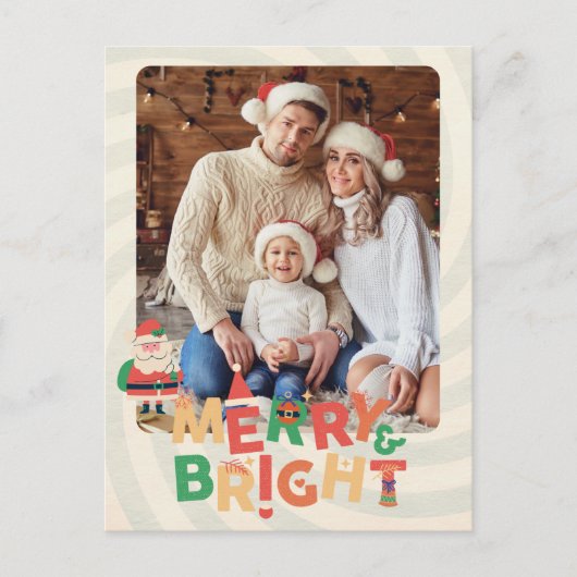 Kleurrijke retro moderne Kerstmis botanische kaart (Voorkant)