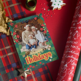 Kleurrijke retro moderne Kerstmis botanische kaart