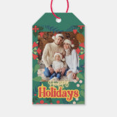 Kleurrijke retro moderne Kerstmis botanische kaart Cadeaulabel (Voorkant)