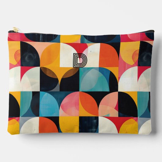Kleurrijke Retro Monogram Kunst, Geometrisch Patro Etui (Voorkant)