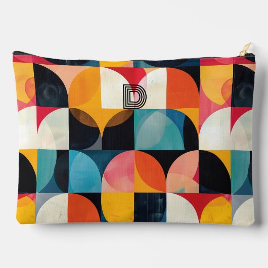 Kleurrijke Retro Monogram Kunst, Geometrisch Patro Etui (Achterkant)