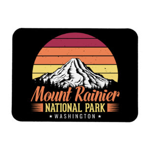 Kleurrijke Retro Mount Rainier Berg Illustratie Magneet