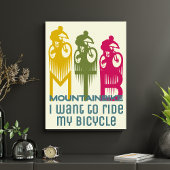Kleurrijke retro Mountainbike MTB Mountainbiker Poster