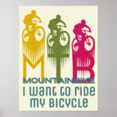 Kleurrijke retro Mountainbike MTB Mountainbiker Poster (Voorkant)