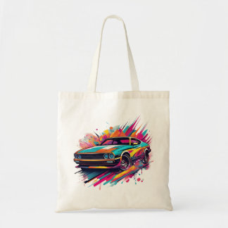 Kleurrijke Retro Muscle Car Art Canvas tas
