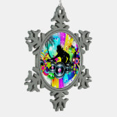 Kleurrijke Retro Music DJ Design Tin Sneeuwvlok Ornament (Links)