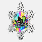 Kleurrijke Retro Music DJ Design Tin Sneeuwvlok Ornament (Rechts)