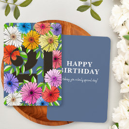 Kleurrijke Retro Navy Blue Happy 21st Birthday Kaa