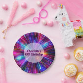 Kleurrijke Retro Neon gloeiende roze Paarse lichte Papieren Bordje (Feest)