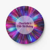 Kleurrijke Retro Neon gloeiende roze Paarse lichte Papieren Bordje (Voorkant)