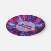 Kleurrijke Retro Neon gloeiende roze Paarse lichte Papieren Bordje (Gekanteld)