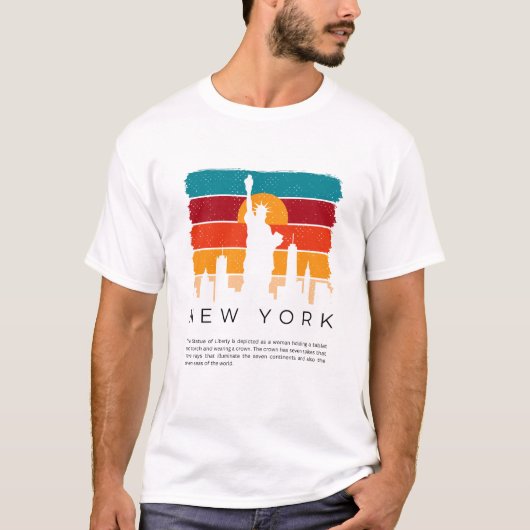 Kleurrijke retro New York T-shirt (Voorkant)