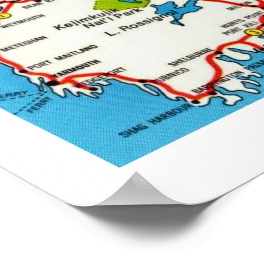 Kleurrijke Retro Nova Scotia Kaart Afdrukken Poster (Hoek)