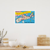 Kleurrijke Retro Nova Scotia Kaart Print (Keuken)