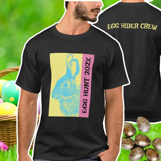 Kleurrijke Retro Officiële Egg Hunt Crew Pasen T-shirt