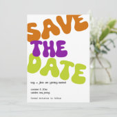 Kleurrijke Retro Opslag Bericht Trouw Aankondiging (Staand voorkant)