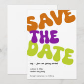 Kleurrijke Retro Opslag Bericht Trouw Aankondiging (Voorkant / Achterkant)