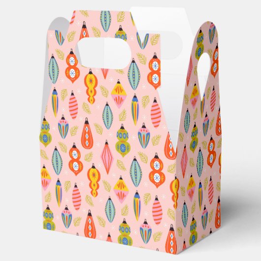 Kleurrijke Retro Ornamenten Kerstpatroon Bedankdoosjes (Geopend)