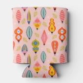 Kleurrijke Retro Ornamenten Kerstpatroon Blikjeskoeler (Achterkant)