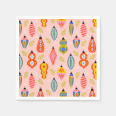 Kleurrijke Retro Ornamenten Kerstpatroon Servet (Voorkant)