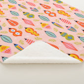 Kleurrijke Retro Ornamenten Kerstpatroon Sherpa Deken (3/4)