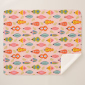 Kleurrijke Retro Ornamenten Kerstpatroon Sherpa Deken (Voorkant (horizontaal))