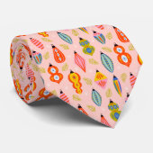 Kleurrijke Retro Ornamenten Kerstpatroon Stropdas (Opgerold)