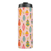 Kleurrijke Retro Ornamenten Kerstpatroon Thermosbeker (Voorkant)