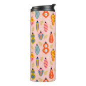 Kleurrijke Retro Ornamenten Kerstpatroon Thermosbeker (Gedraaid links)