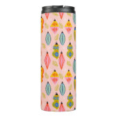 Kleurrijke Retro Ornamenten Kerstpatroon Thermosbeker (Achterkant)
