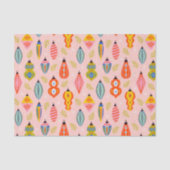 Kleurrijke Retro Ornamenten Kerstpatroon Tissuepapier (Voorkant)