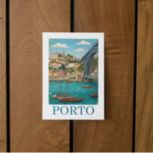 Kleurrijke Retro Oude Porto Portugal Reis Briefkaart