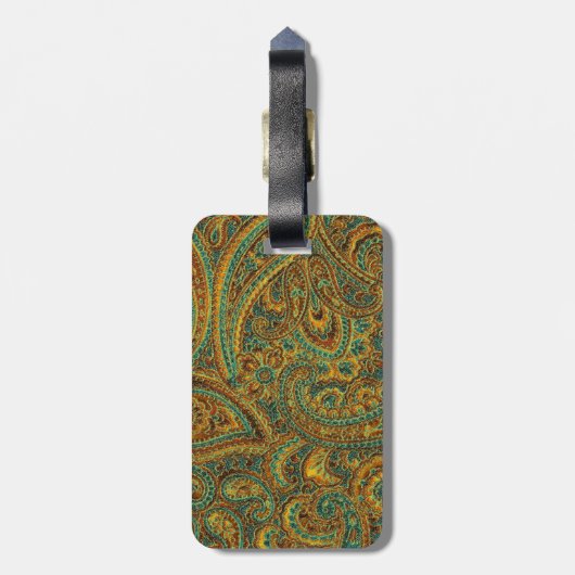 Kleurrijke  Retro Paisley Bagagelabel (Achterkant verticaal)