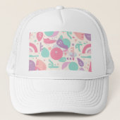 Kleurrijke retro pastel esthetische hoodie trucker pet (Voorkant)