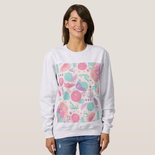 Kleurrijke retro pastel esthetische hoodie trui (Voorkant volledig)