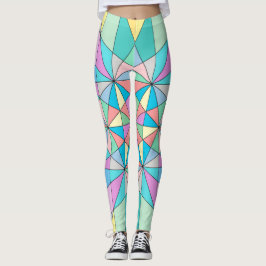 Kleurrijke retro Pastel Mozaïek Driehoek Ster Patr Leggings