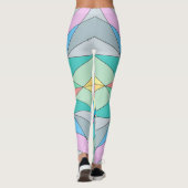 Kleurrijke retro Pastel Mozaïek Driehoek Sterpatro Leggings (Achterkant)
