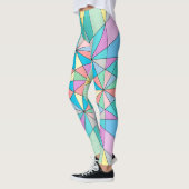 Kleurrijke retro Pastel Mozaïek Driehoek Sterpatro Leggings (Links)