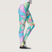 Kleurrijke retro Pastel Mozaïek Driehoek Sterpatro Leggings (Rechts)