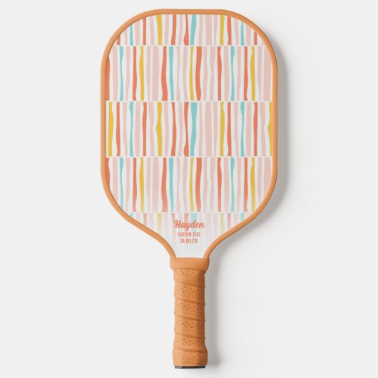 Kleurrijke retro Pastel Stripes - Aangepaste tekst Pickleball Paddle (Voorkant)