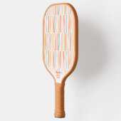 Kleurrijke retro Pastel Stripes - Aangepaste tekst Pickleball Paddle (Links)