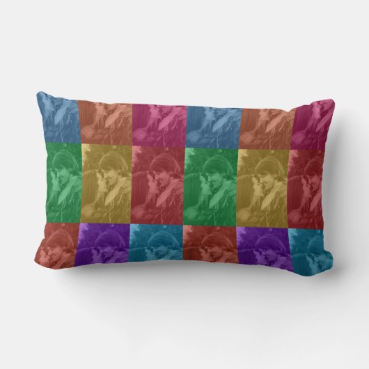 Kleurrijke Retro Pop Art Bruiloft Eigen Foto Raste Kussen (Achterkant)