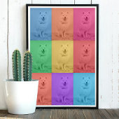 Kleurrijke Retro Pop Art Custom Dog Pet Photo Grid Poster