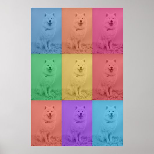 Kleurrijke Retro Pop Art Custom Dog Pet Photo Grid Poster (Voorkant)