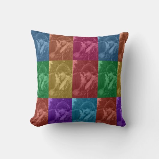 Kleurrijke Retro Pop Art Huwelijk Aangepaste Foto  Kussen (Voorkant)