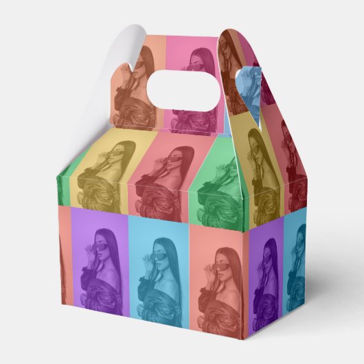 Kleurrijke Retro Pop Art Modern Custom Photo Grid Bedankdoosjes (Achterkant)