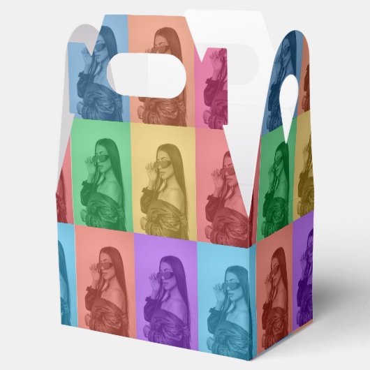 Kleurrijke Retro Pop Art Modern Custom Photo Grid Bedankdoosjes (Geopend)