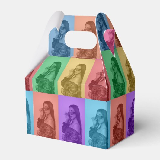 Kleurrijke Retro Pop Art Modern Custom Photo Grid Bedankdoosjes (Voorkant Zijde)