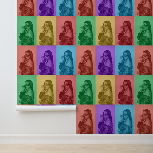 Kleurrijke Retro Pop Art Modern Custom Photo Grid Behang (Applicatie)