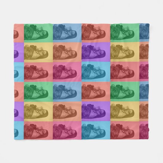 Kleurrijke Retro Pop Art Modern Custom Photo Grid Fleece Deken (Voorkant (Horizontaal))